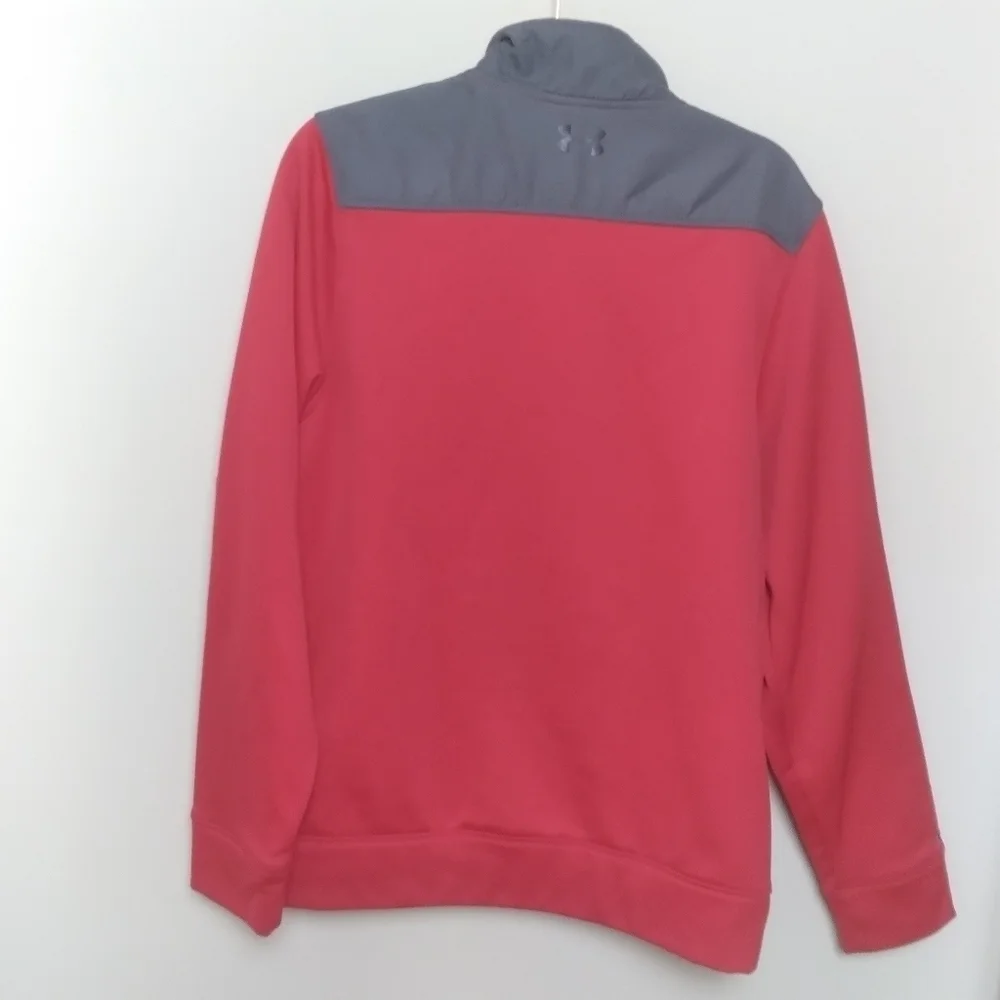 Under Armour Loose Fit Full Zip Red and Gray Fleece Jacket Size Medium